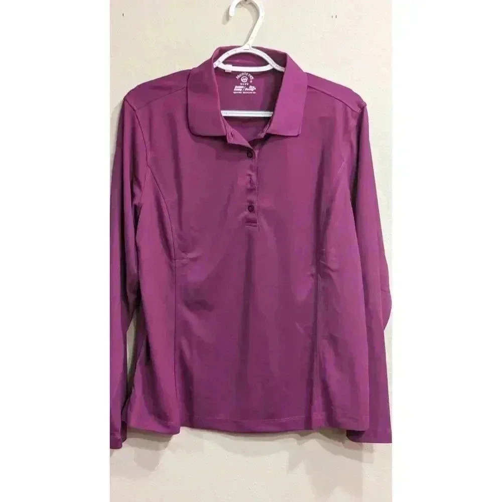Women's Monterey Club Moisture wicking L sleeve golf shirt purple new w/ out tag